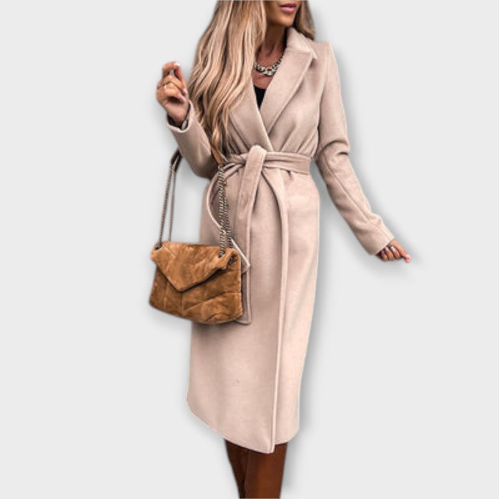 Eliza – Stylish Long Coat with Belted Waist
