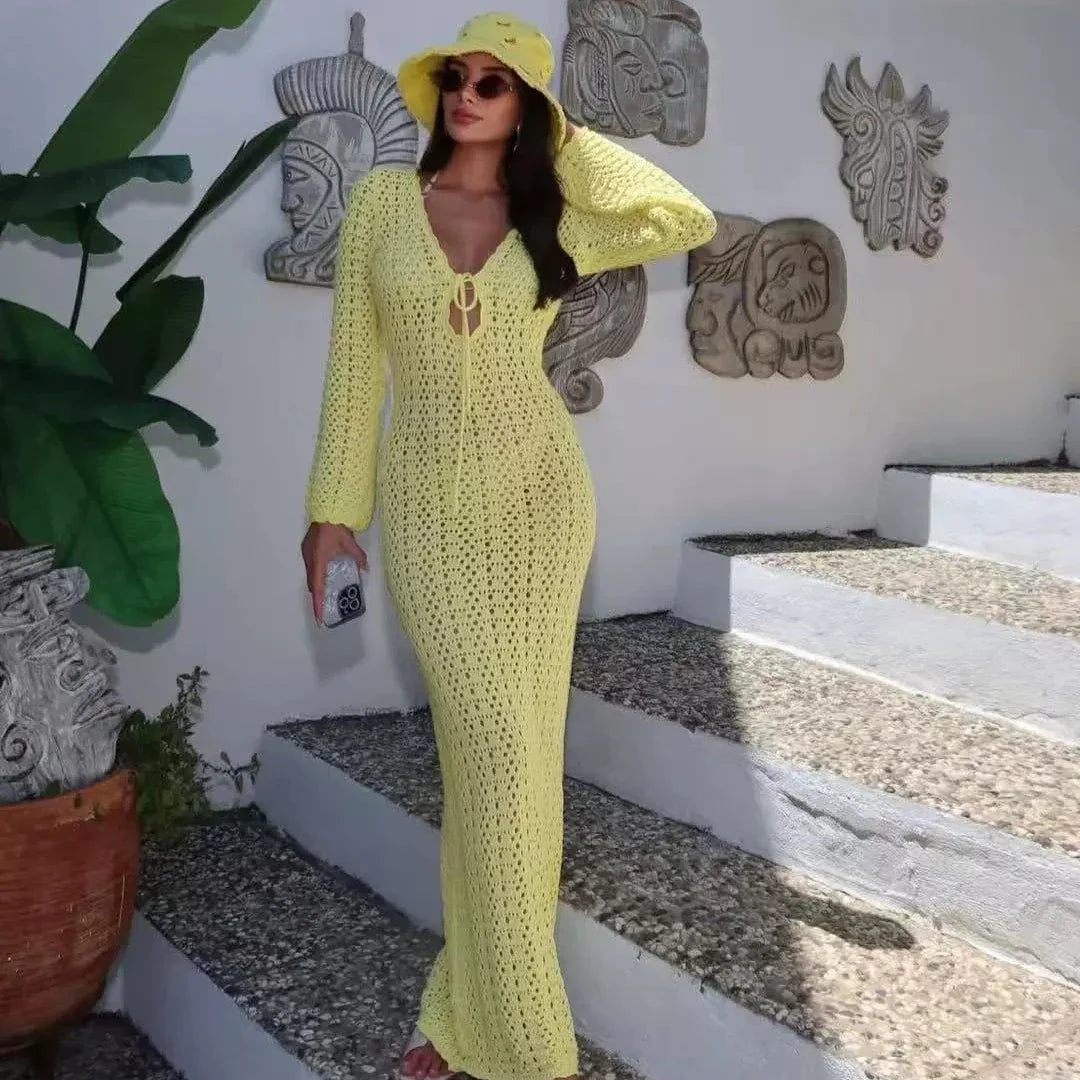 Melanie Long Sleeve Beach Cover-Up with Tie Front