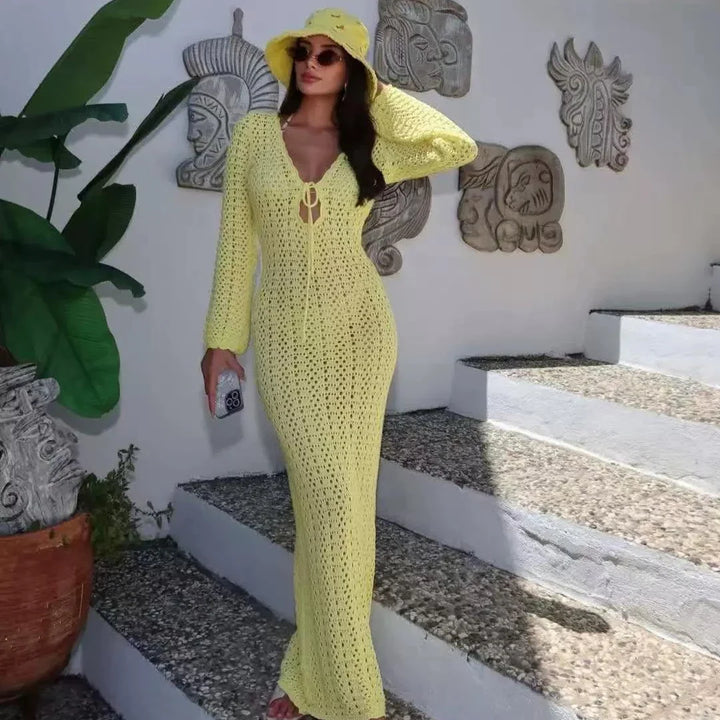 Melanie Long Sleeve Beach Cover-Up with Tie Front