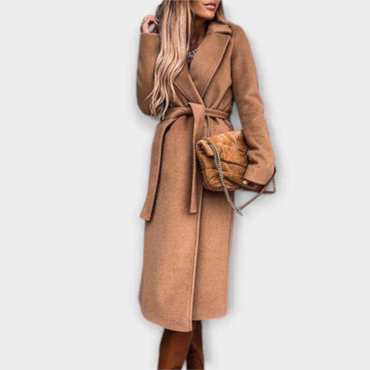 Eliza – Stylish Long Coat with Belted Waist