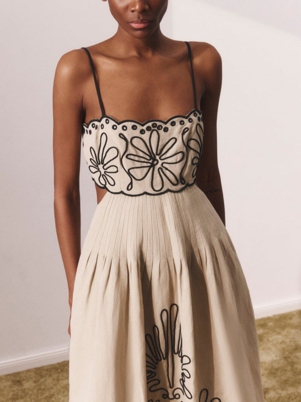 Floral Print Midi Dress with Straps for Summer