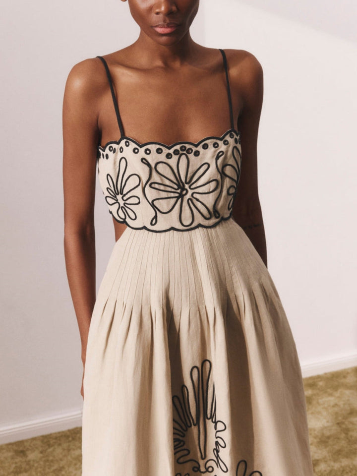 Floral Print Midi Dress with Straps for Summer