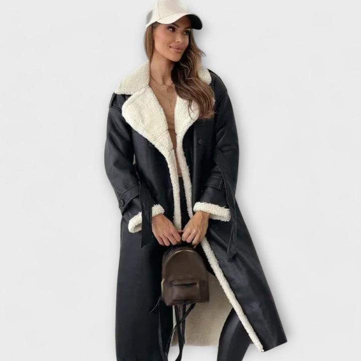 Maria – Classic Long Polar Coat with Cozy Teddy Collar