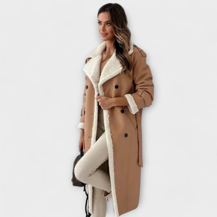 Maria – Classic Long Polar Coat with Cozy Teddy Collar