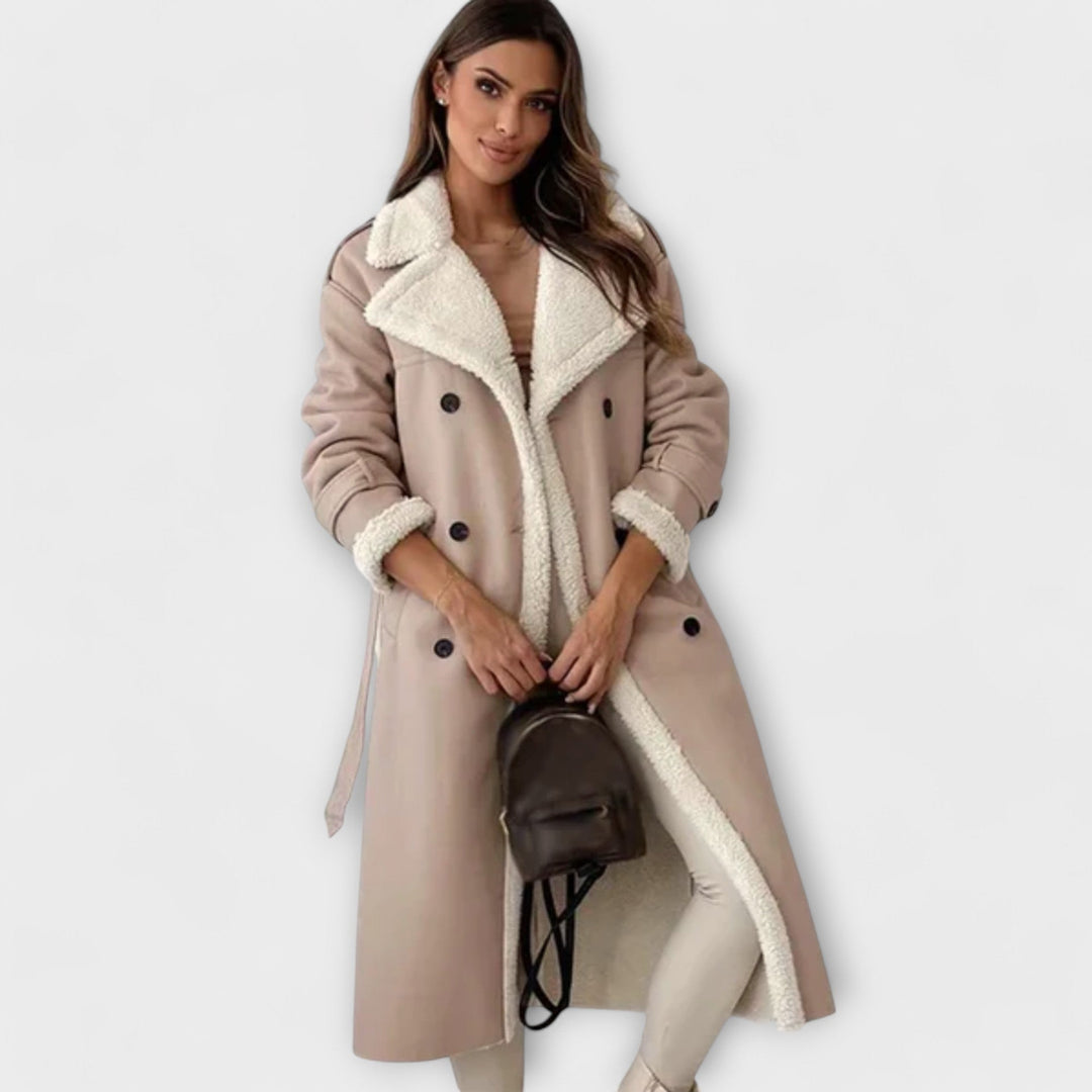 Maria – Classic Long Polar Coat with Cozy Teddy Collar
