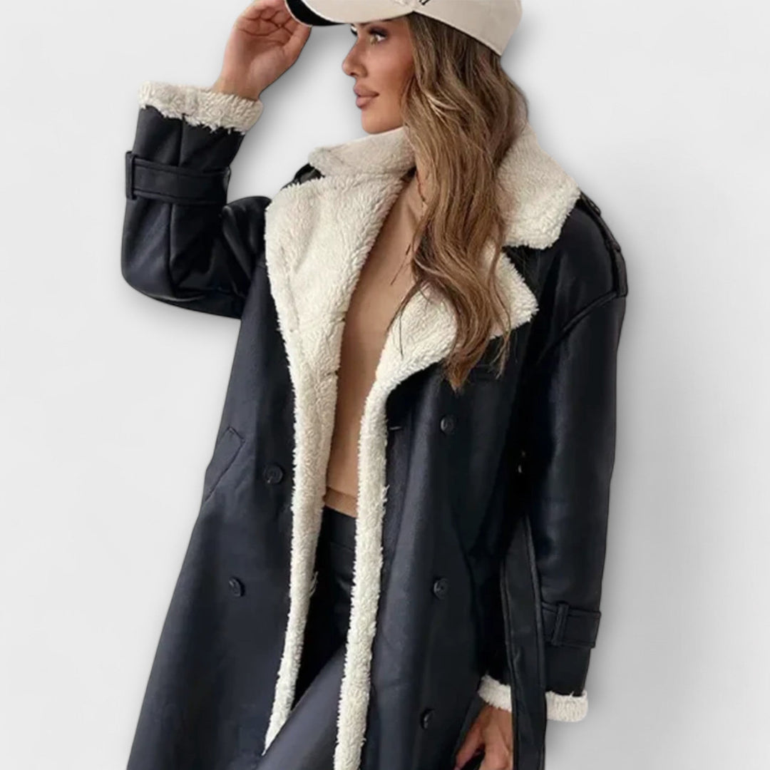 Maria – Classic Long Polar Coat with Cozy Teddy Collar