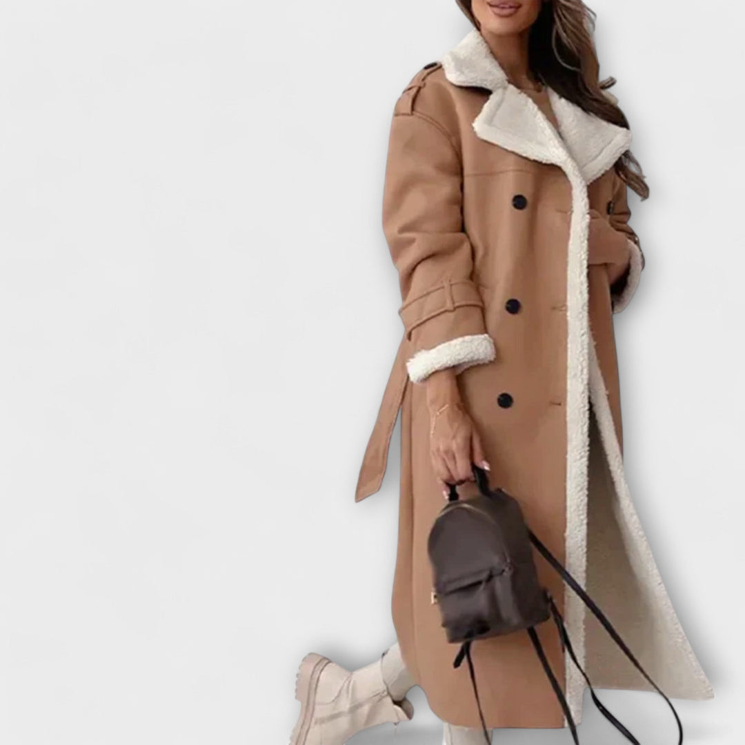Maria – Classic Long Polar Coat with Cozy Teddy Collar