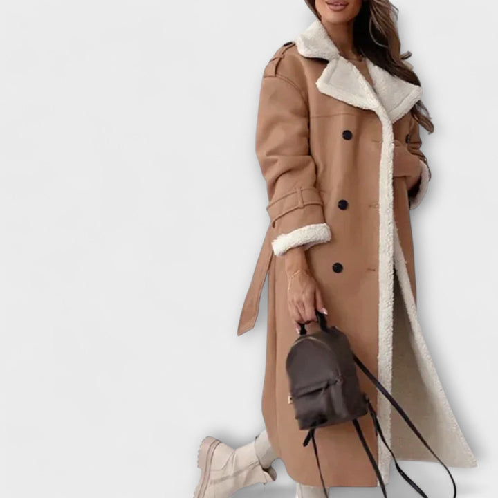 Maria – Classic Long Polar Coat with Cozy Teddy Collar