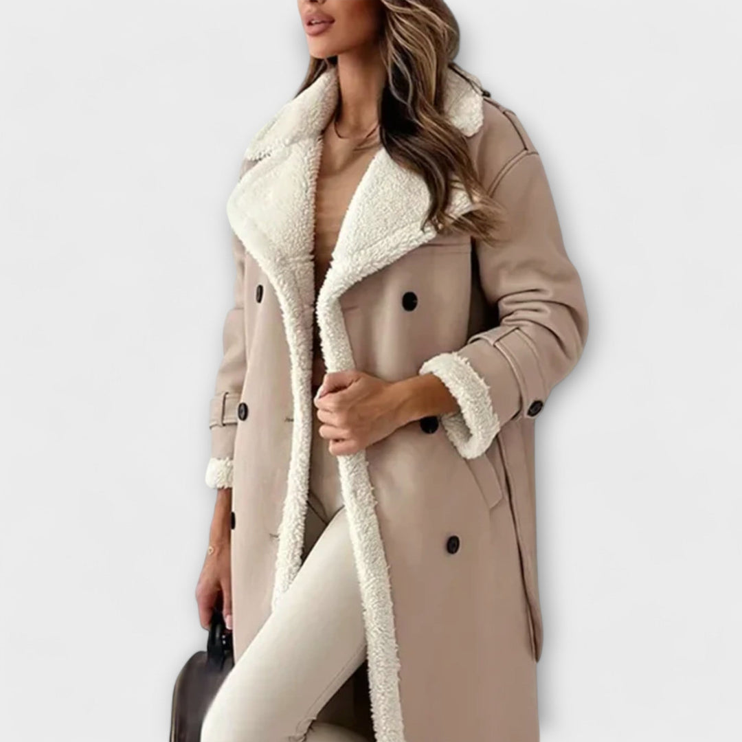 Maria – Classic Long Polar Coat with Cozy Teddy Collar