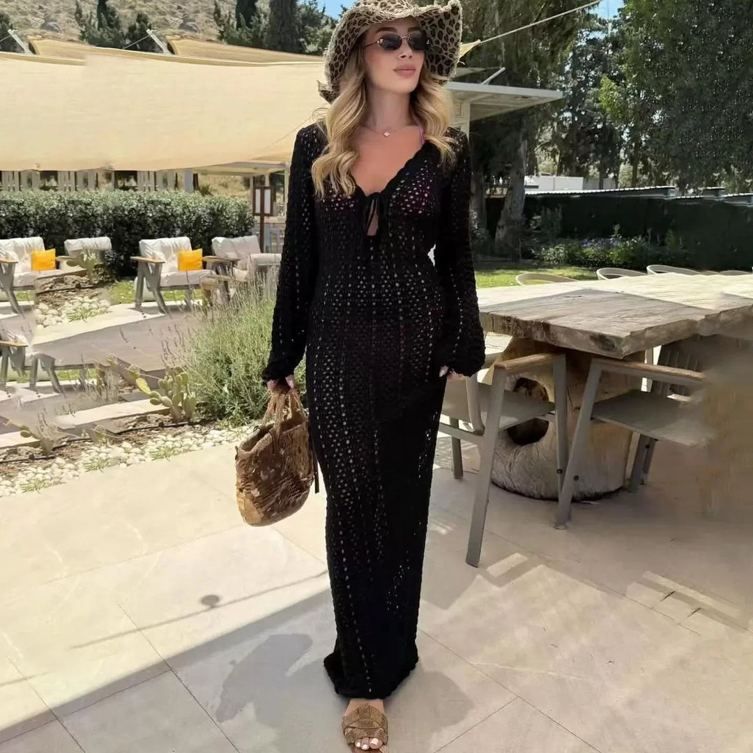 Melanie Long Sleeve Beach Cover-Up with Tie Front