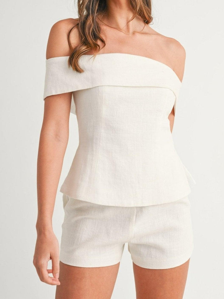 White Cotton-Linen Two-Piece Ensemble