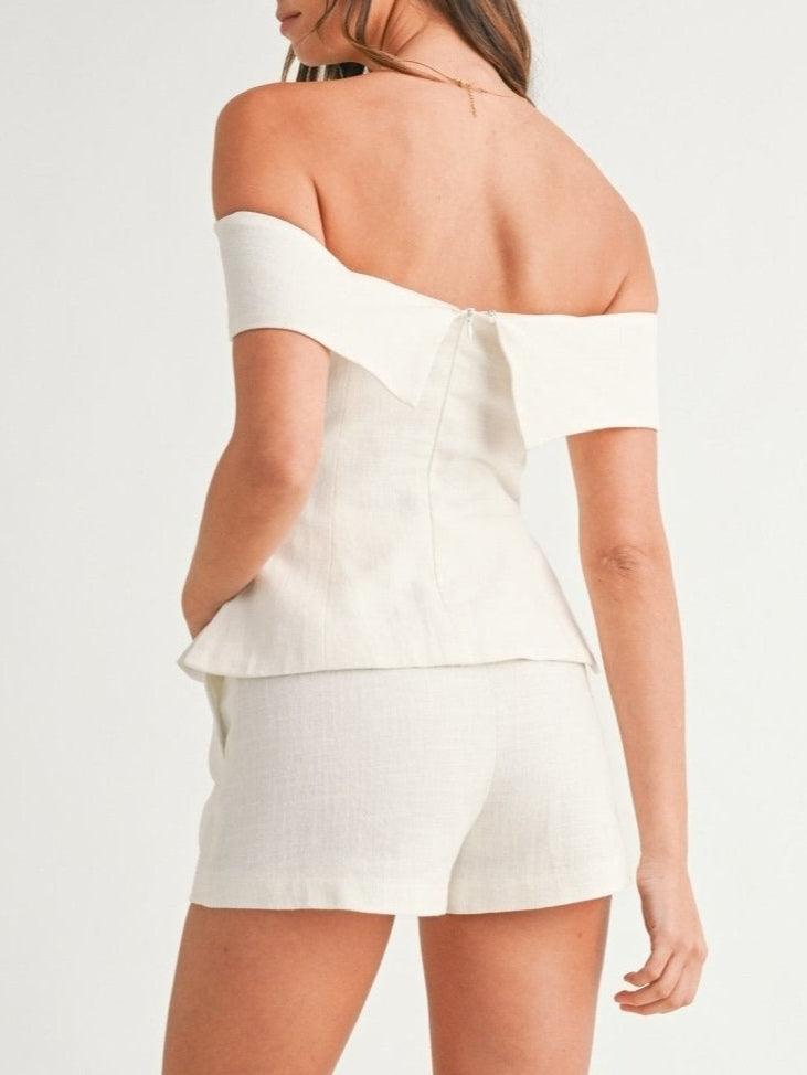 White Cotton-Linen Two-Piece Ensemble