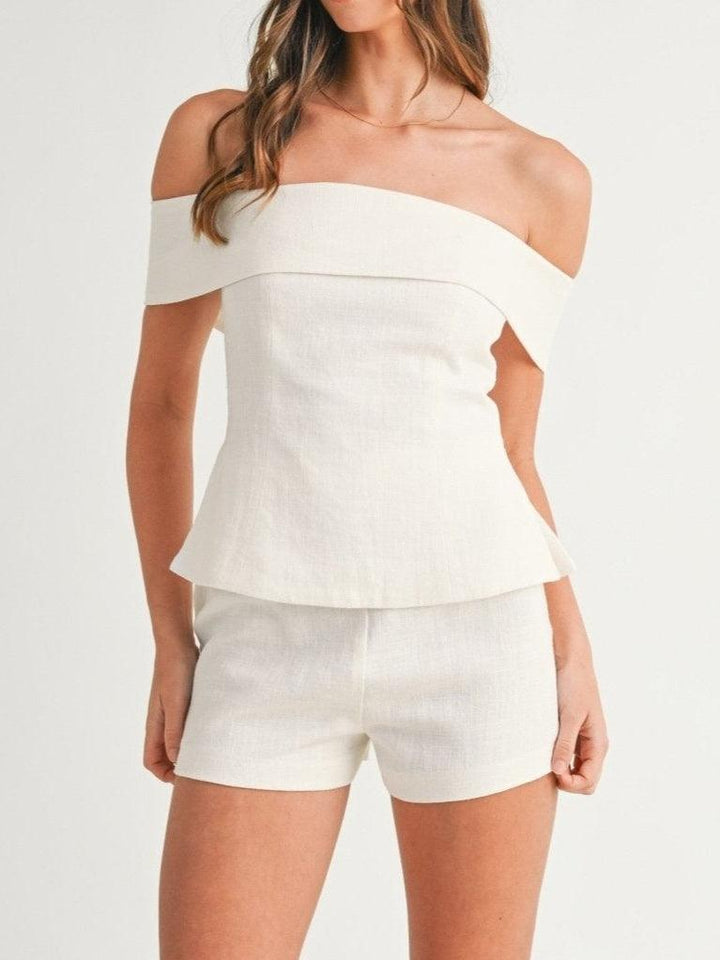 White Cotton-Linen Two-Piece Ensemble