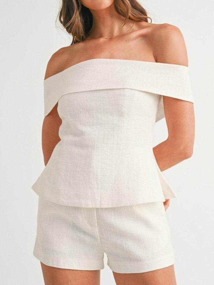 White Cotton-Linen Two-Piece Ensemble