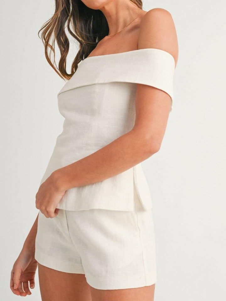 White Cotton-Linen Two-Piece Ensemble