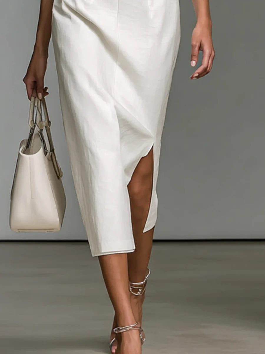 Printed V-Neck Midi Dress with Short Sleeves