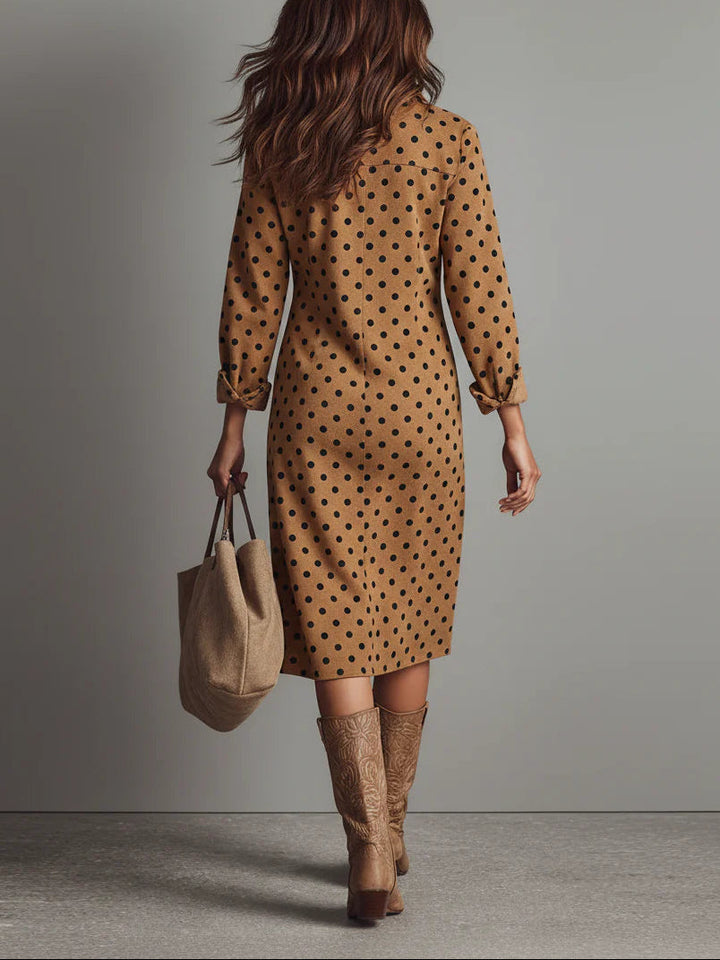 Polka Dot Faux Suede Midi Dress