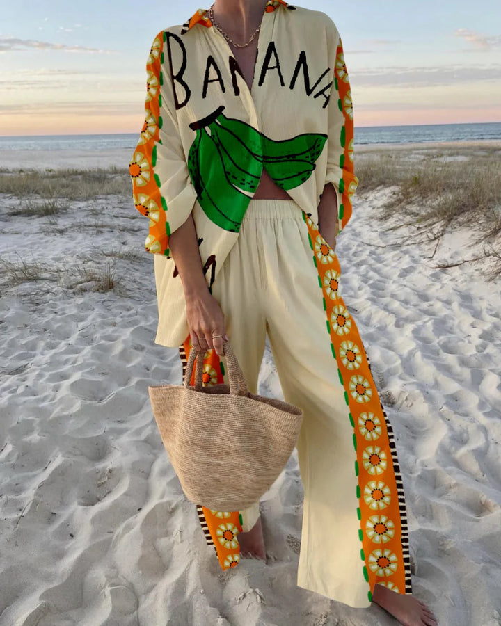 תלבושת שני חלקים עם הדפס בננה שובב