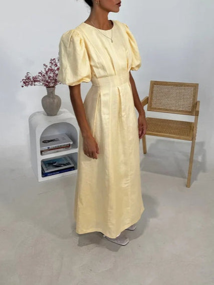 Butter Yellow Maxi Dress with Airy Design