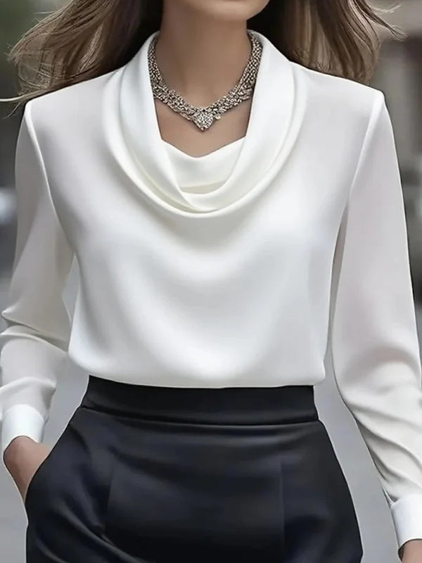 Chic Solid Satin Collar Shirt