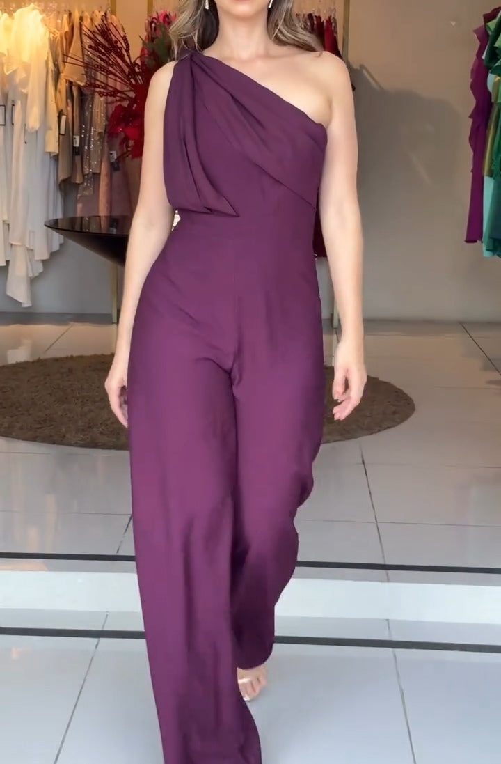 Vibrant Purple One-Shoulder Jumpsuit