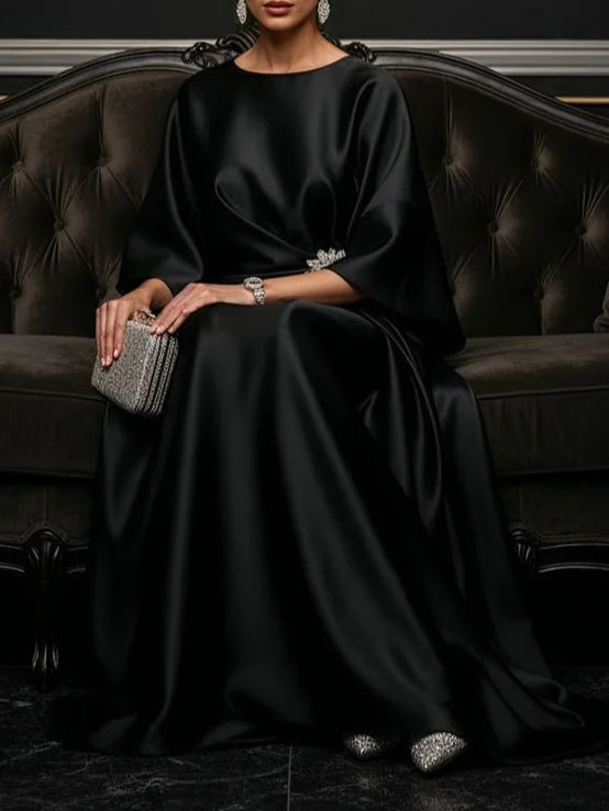 Elegant Black Satin Maxi Dress