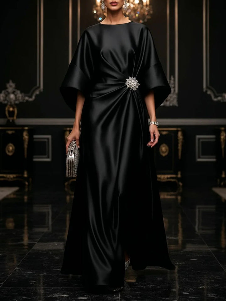 Elegant Black Satin Maxi Dress