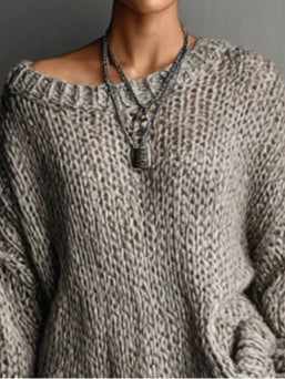 Light Grey Minimalist Oversized Knit Mini Dress