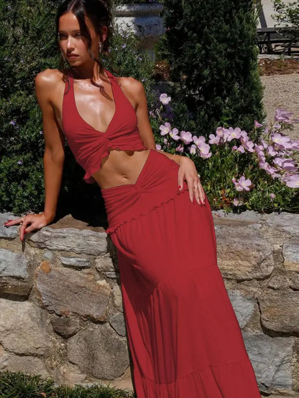 ARIYA™ – Stylish Plunge Neck Summer Two-Piece Set