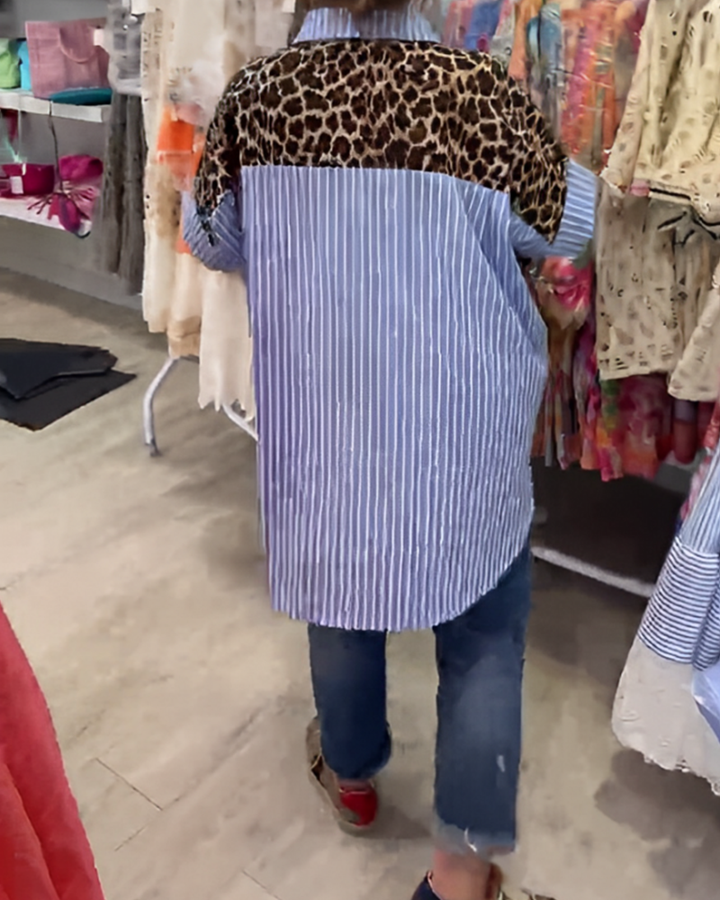 חולצה עם הדפס נמר ודשים מפוספסים
