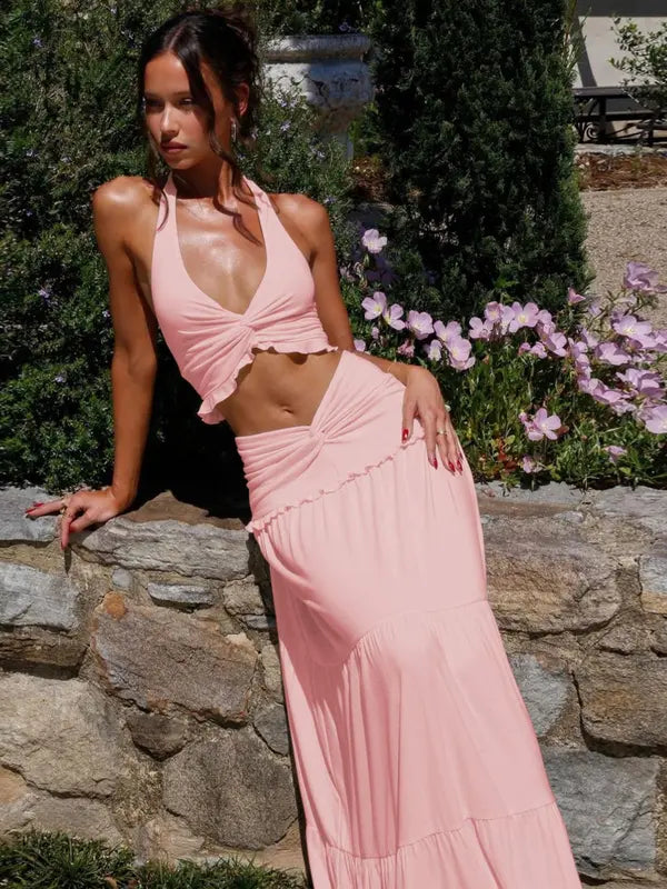 ARIYA™ – Stylish Plunge Neck Summer Two-Piece Set