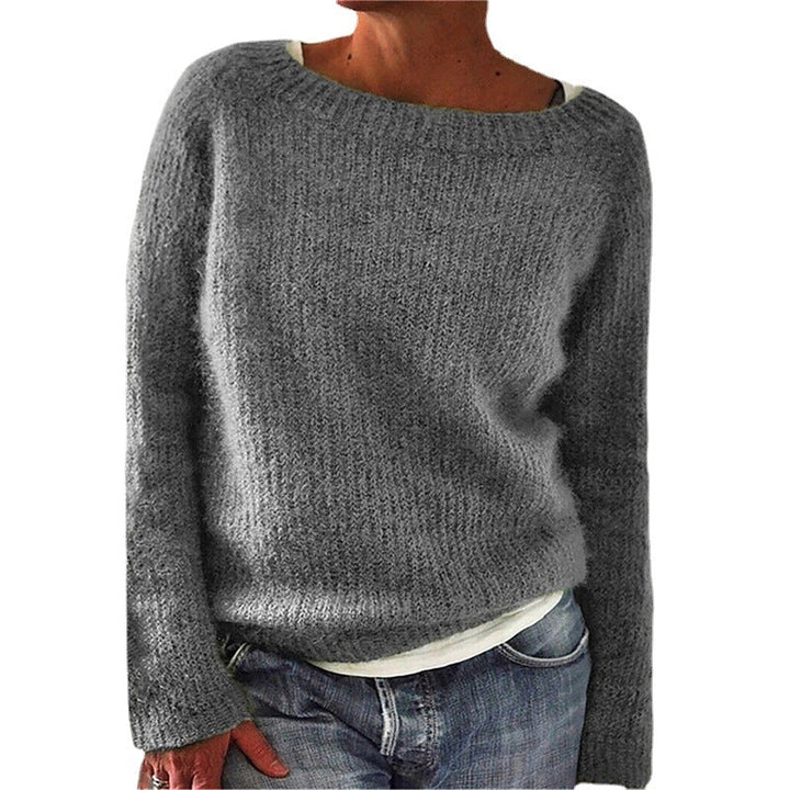 Soft Solid Color Casual Crew Neck Sweater