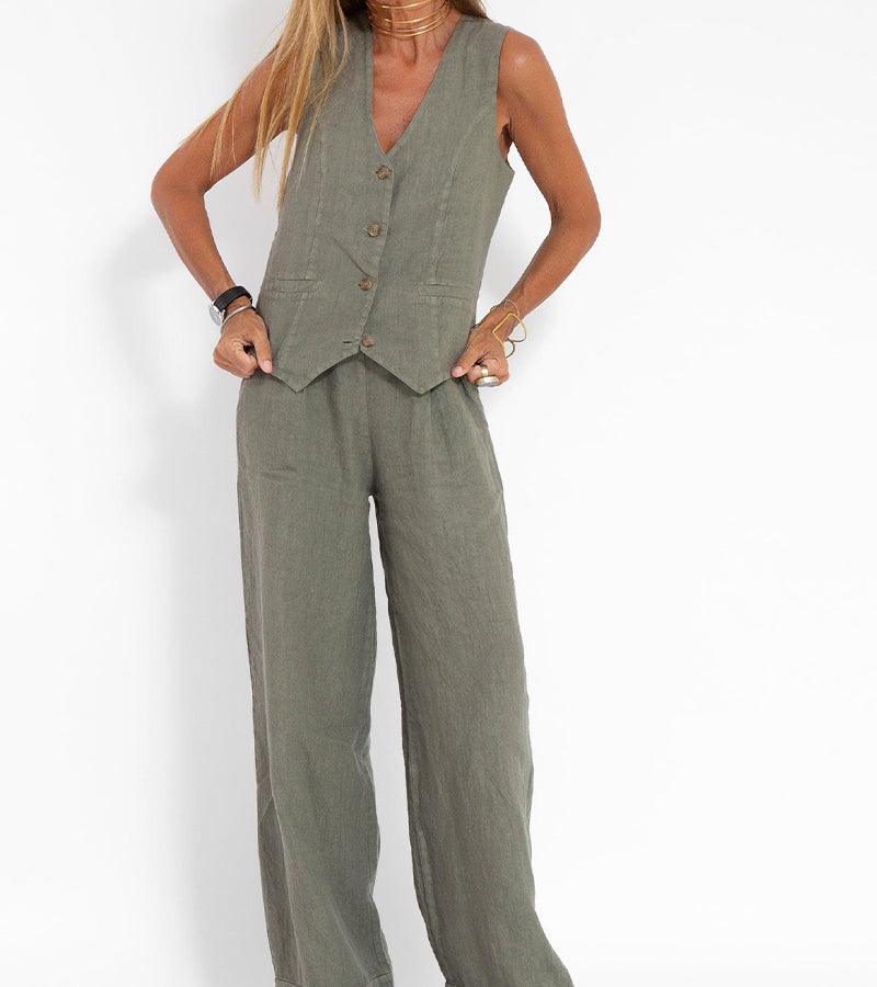 Cotton Leisure Set: Vest and Pants Combo
