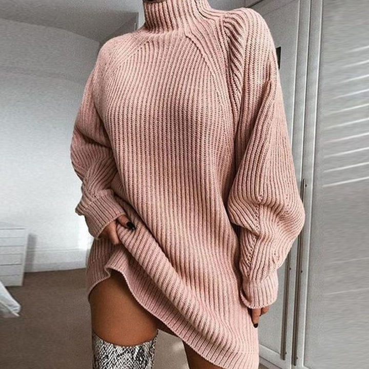 Everyday Turtleneck Sweater Dress with Raglan Sleeves