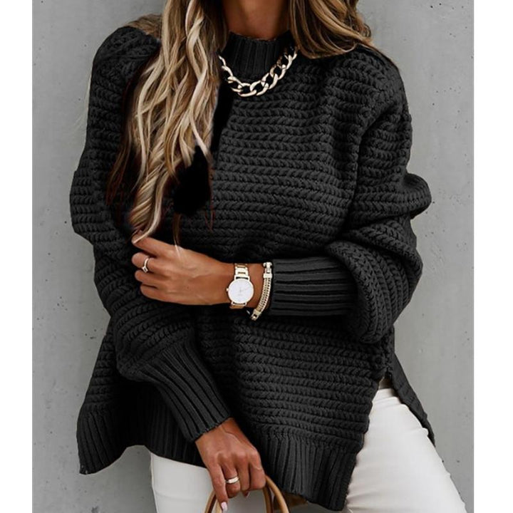 Knitted Sweater Top with Side Slits