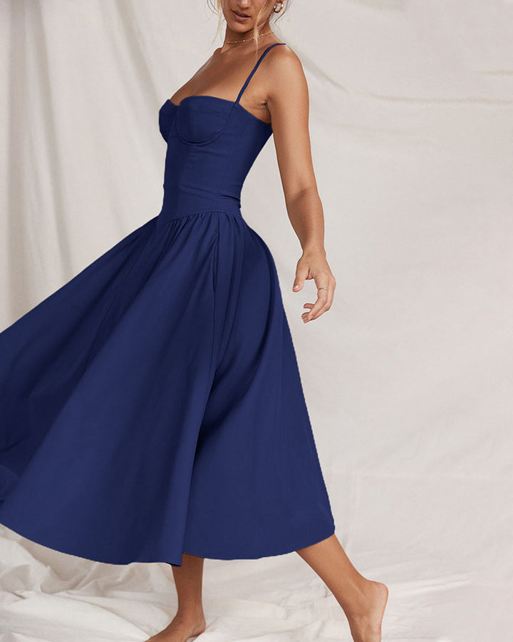 Chic French Tube Top Dress with Suspender Design