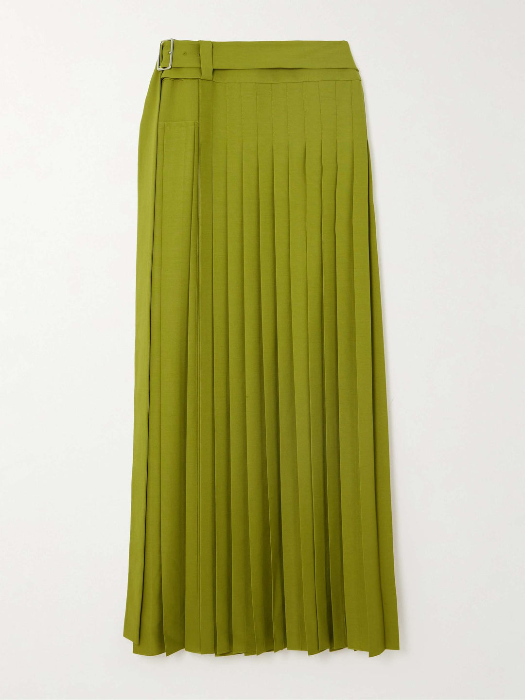 Solid Color High-Waisted Loose Pleated Skirt with Side Split