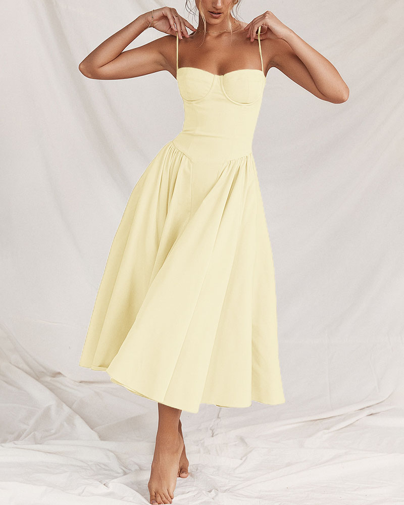 Chic French Tube Top Dress with Suspender Design