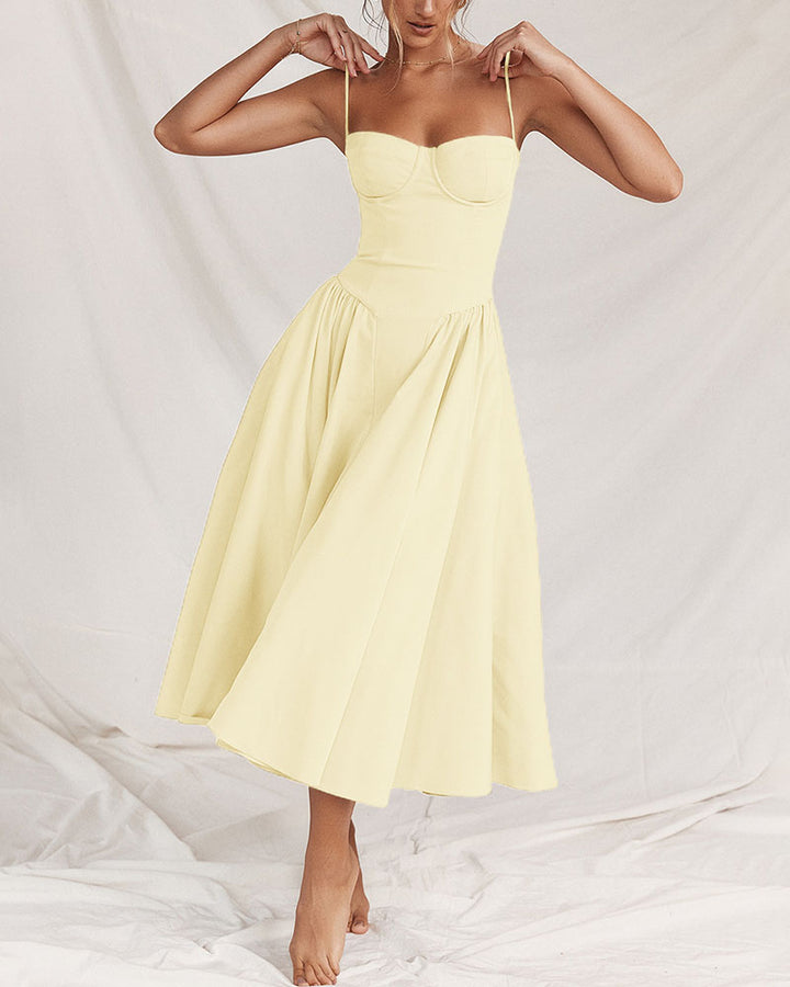 Chic French Tube Top Dress with Suspender Design