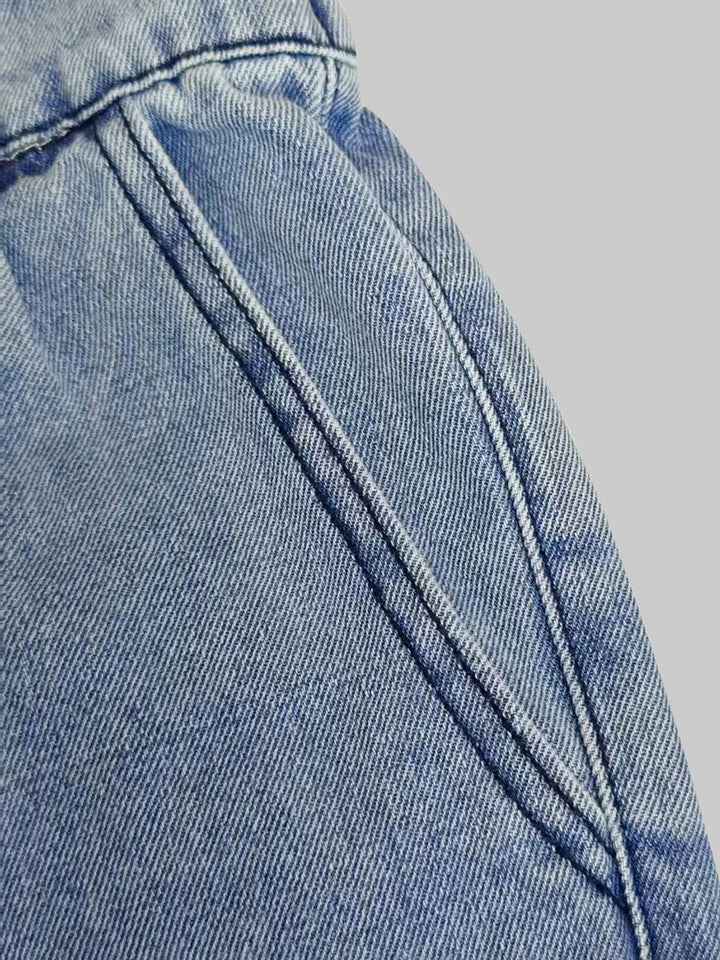 Relaxed Fit Solid Color Zippered Jean Knickerbockers