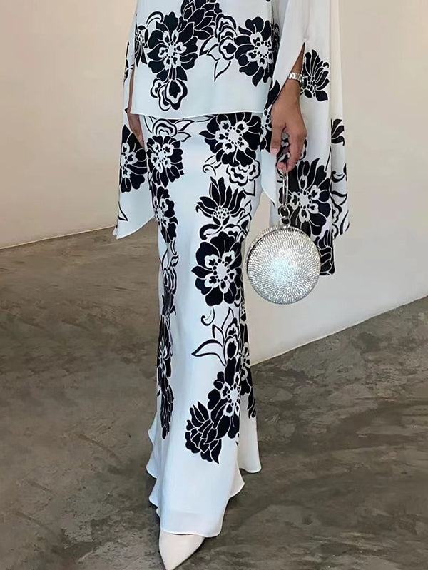Loose-Fit High-Waisted Floral Print Skirt
