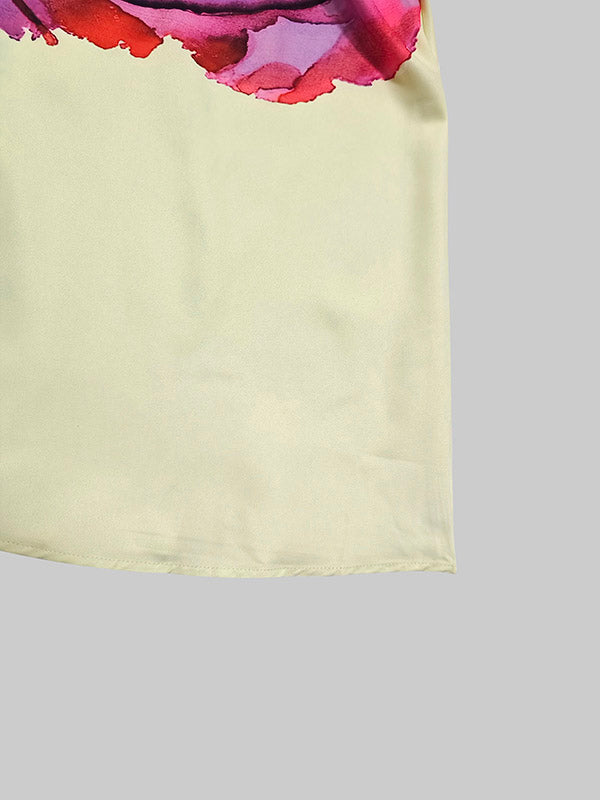 Floral Print Midi Shirt Dress with Long Sleeves, Pleated Design, Tied Waist, and Split-Joint Detail