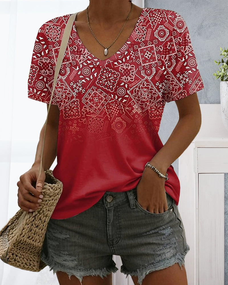 Graphic V-Neck Tee