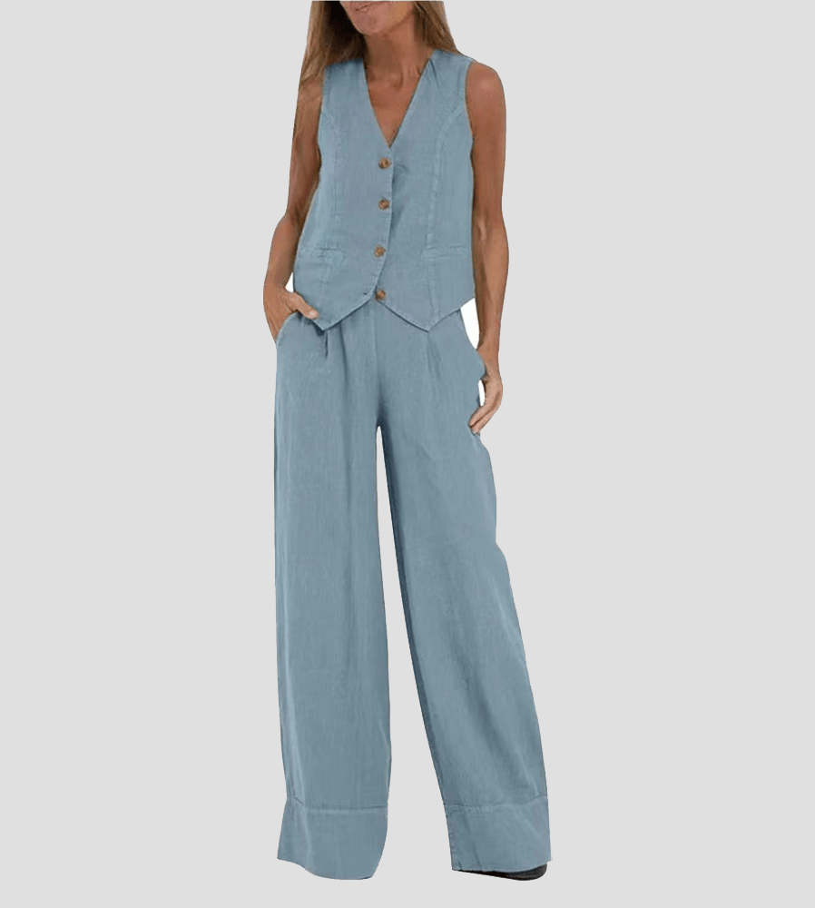 Cotton Leisure Set: Vest and Pants Combo
