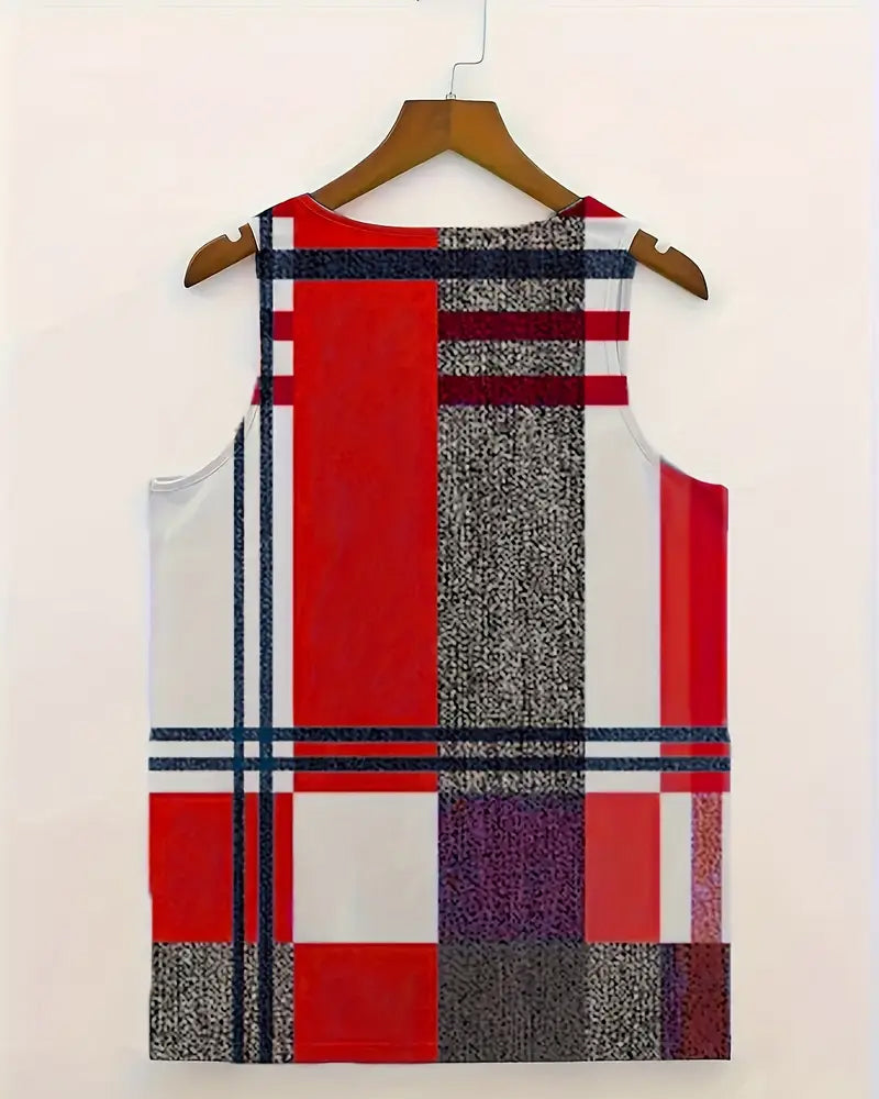 Checkered Print Sleeveless Top