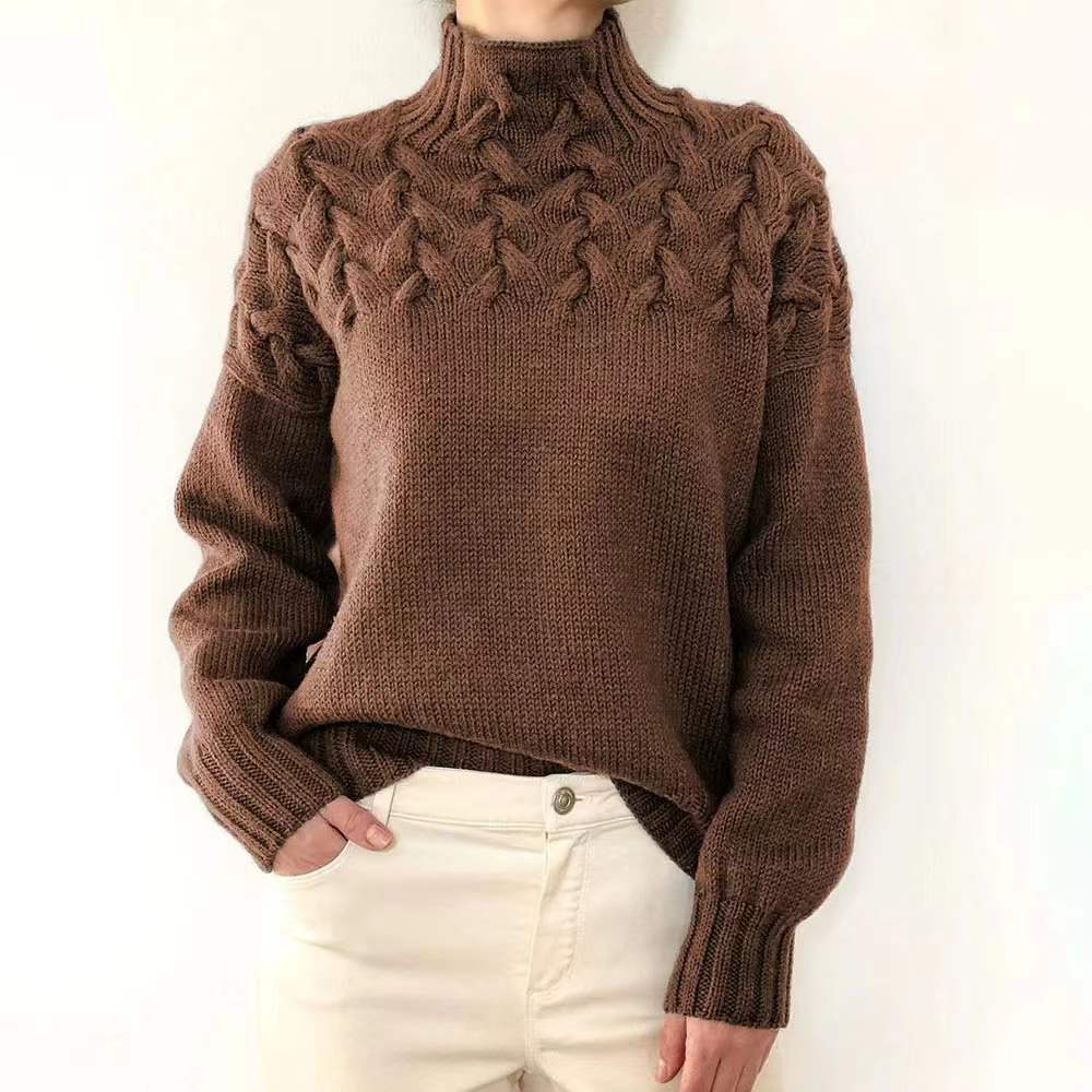 Solid Color Casual Turtleneck Sweater