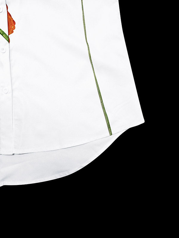 Flared Sleeve Floral Print Long Sleeve Blouse with Tied Stand Collar