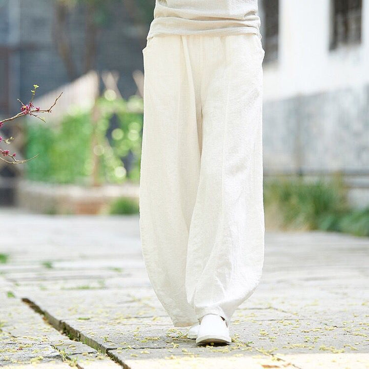 Classic Plain Pocket Casual Lantern Trousers