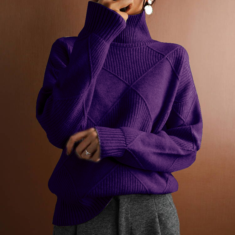 Cozy Loose-Fit Long-Sleeve Turtleneck Sweater for Winter