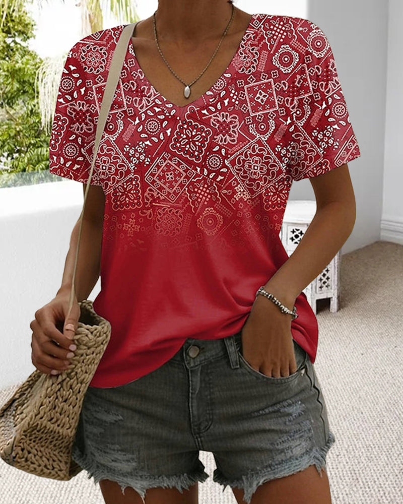 Graphic V-Neck Tee
